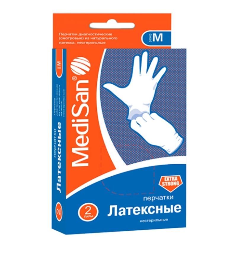 фото упаковки MediSan Extra Strong перчатки смотровые латексные