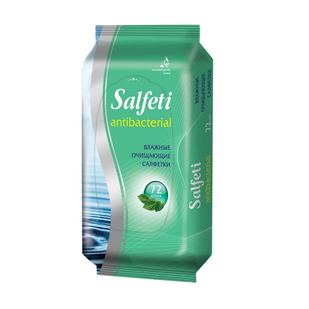 Salfeti салфетки влажные антибактериальные, салфетки гигиенические, 72 шт.