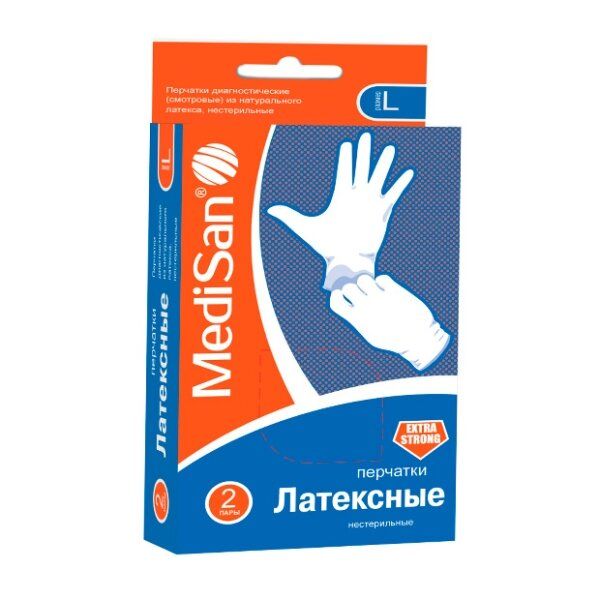 фото упаковки MediSan Extra Strong перчатки смотровые латексные