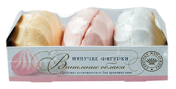 фото упаковки Шипучие фигурки для ванн Десерт Ванильные облака, набор, 330 г, 1 шт. фото упаковки Шипучие фигурки для ванн Десерт Ванильные облака