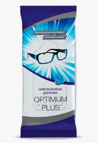 фото упаковки Optimum Plus салфетки влажные для оптики