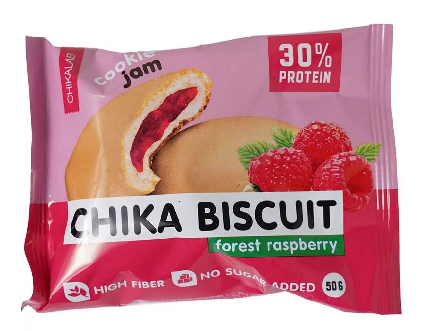 фото упаковки Chikalab Chika Biscuit Печенье протеиновое бисквитное Лесная малина