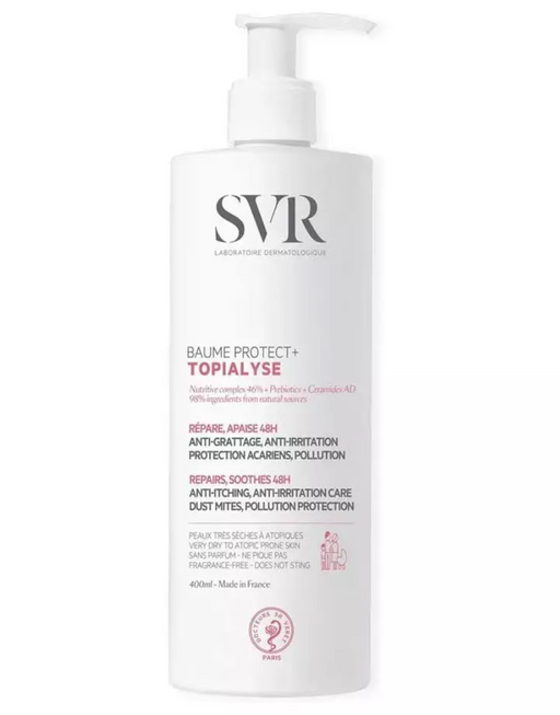 SVR Topialyse Protect+ Бальзам для чувствительной кожи, бальзам для лица и тела, для чувствительной кожи новорожденных, детей и взрослых, 400 мл, 1 шт.