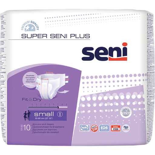 Seni Super Plus Подгузники для взрослых, Small S (1), 55-80 см, 10 шт.