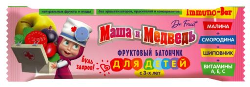 Dr. Fruit Батончик фруктовый Маша и Медведи Immuno-Bar, батончик, 25 г, 1 шт.