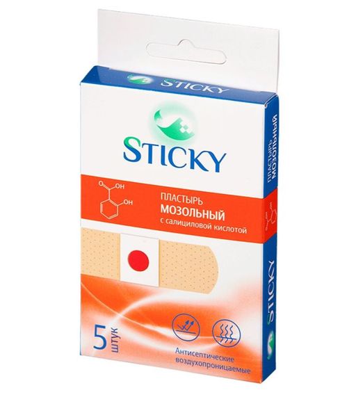 Sticky Пластырь мозольный, с салициловой кислотой, 5 шт.
