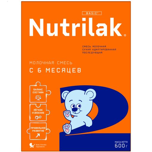 Nutrilak 2 Смесь сухая молочная адаптированная 6-12 мес, смесь молочная сухая, 600 г, 1 шт.