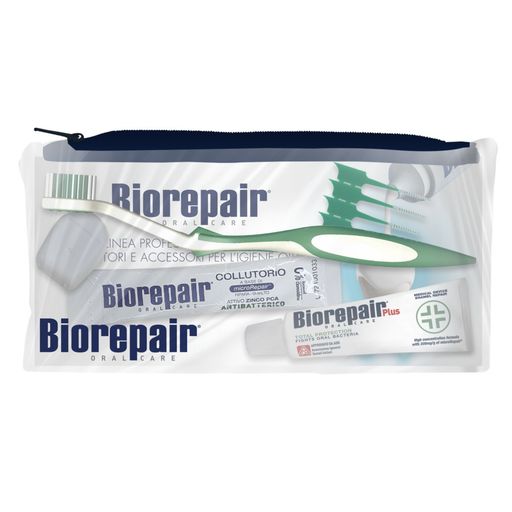 Biorepair Комплексный Дорожный набор, набор, паста зубная 1, ополаскиватель 1, щетка 1, нить 1, палочки 5, 1 шт.