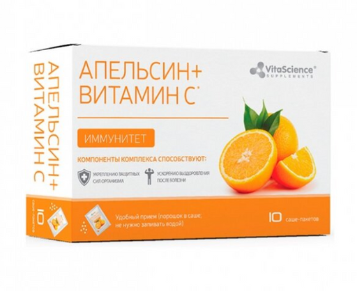 Vitascience Комплекс апельсина, витамина C и Zn, стик - пакет, 10 шт.