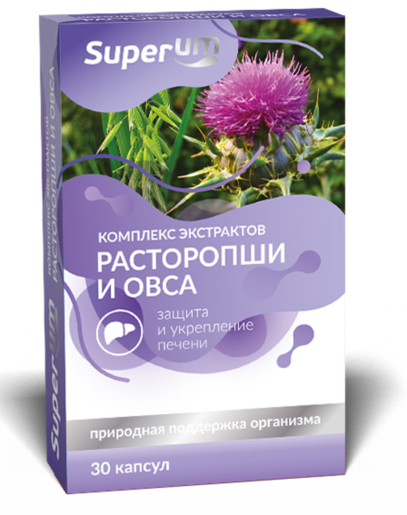 Superum Комплекс экстрактов Расторопши и Овса, капсулы, 30 шт.