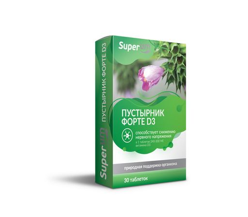 Superum Пустырник Форте D3, 600 мг, таблетки, 30 шт.