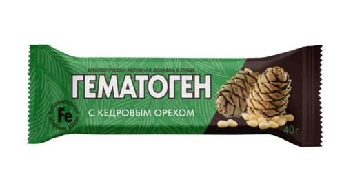 Гематоген кедровый, плитка, 40 г, 1 шт.